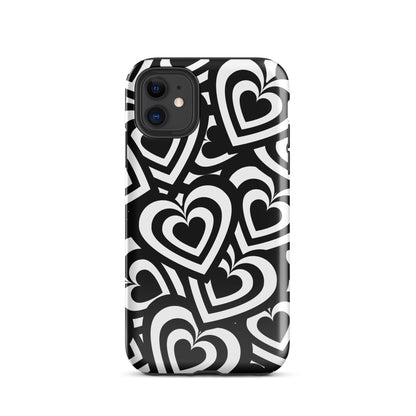 Black & White Hearts iPhone Case iPhone 11 Glossy