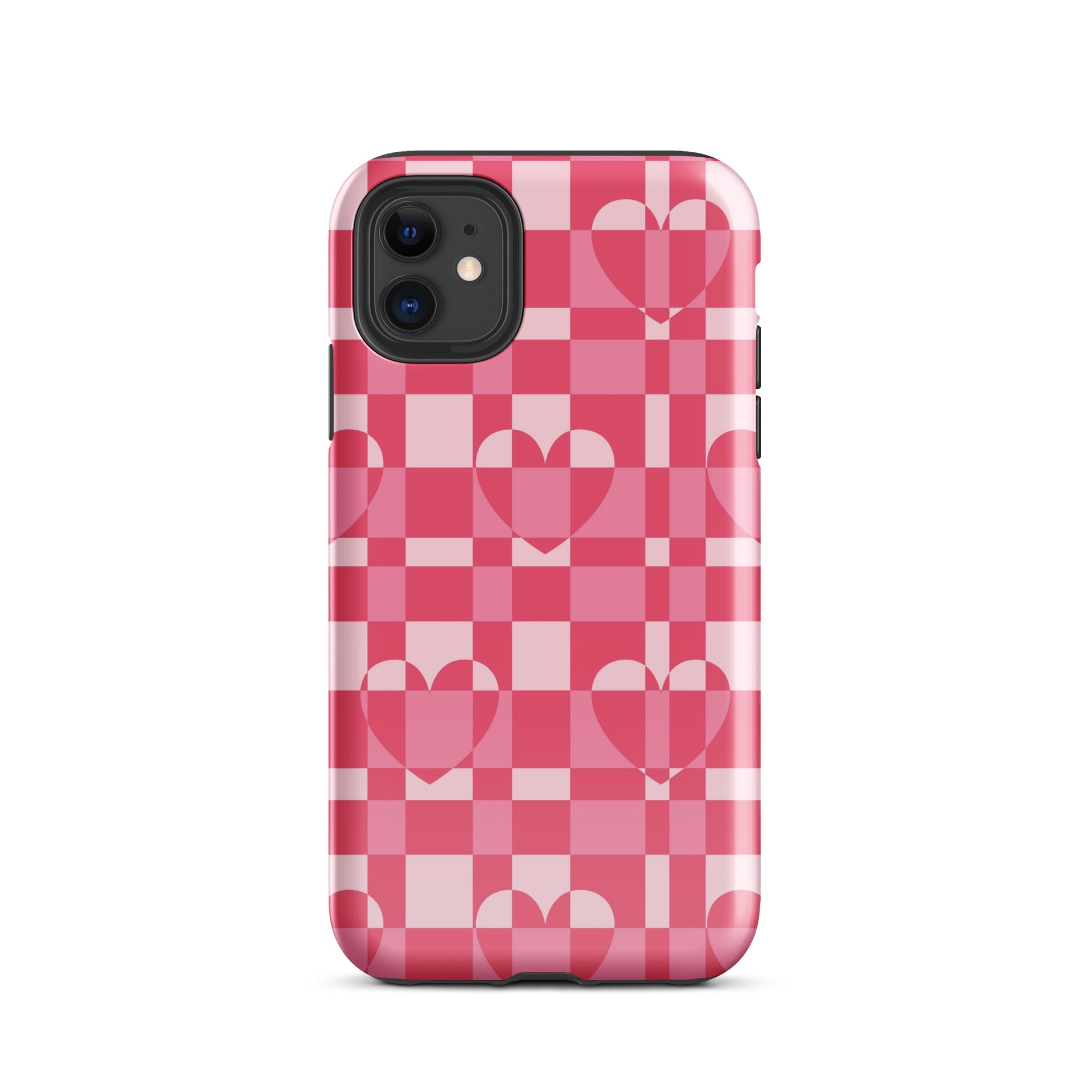 Hearts Checkered iPhone Case iPhone 11 Glossy