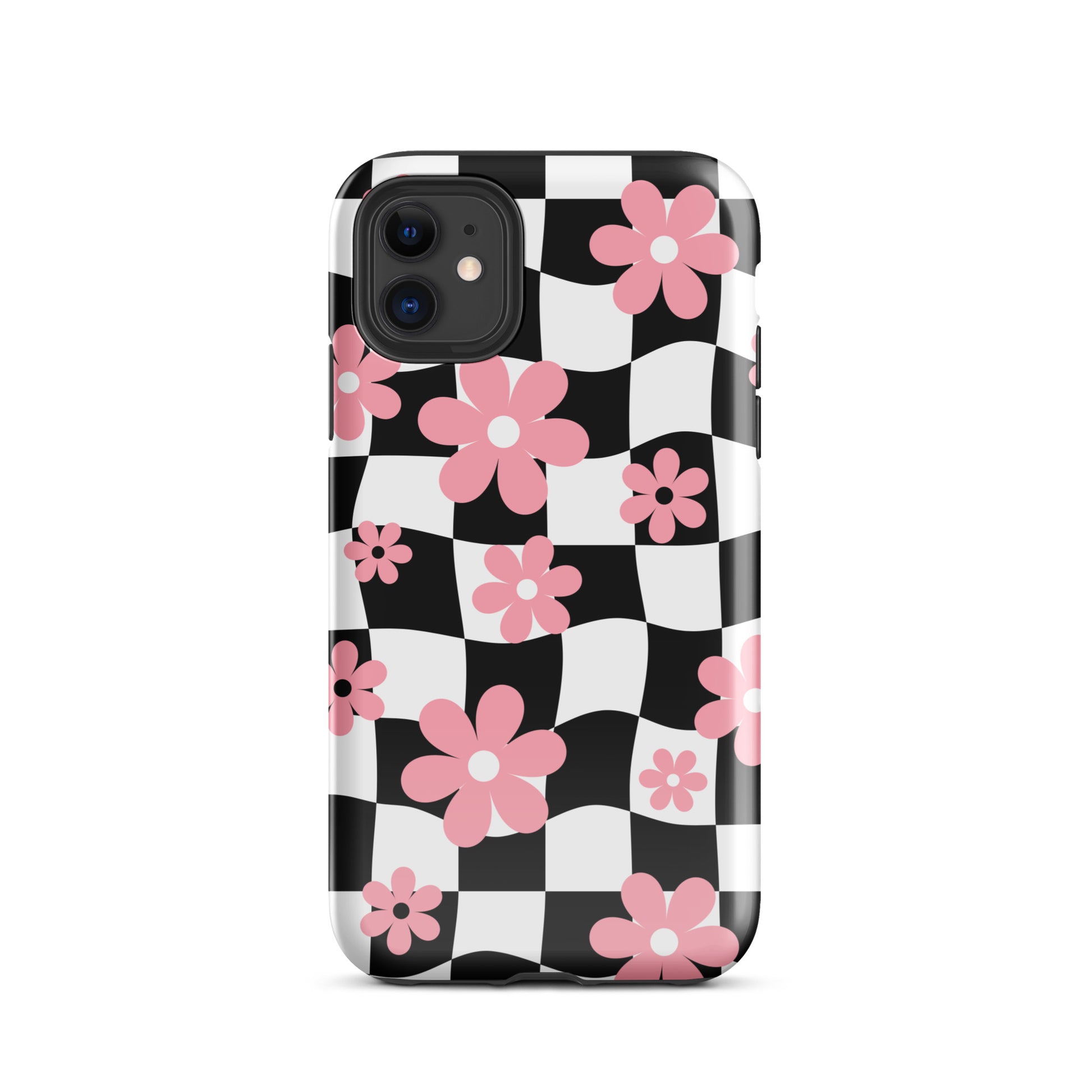 Floral Wavy Checkered iPhone Case iPhone 11 Glossy