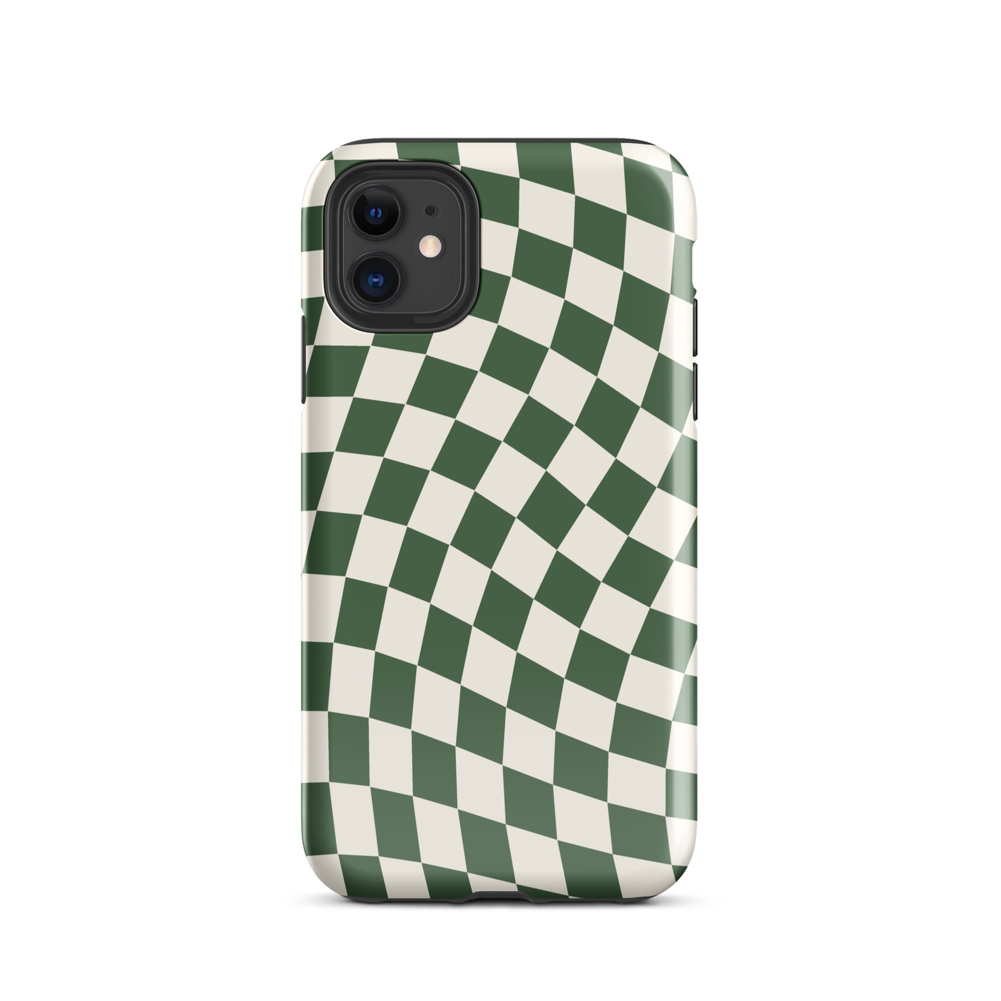 Green Wavy Checkered iPhone Case iPhone 11 Glossy