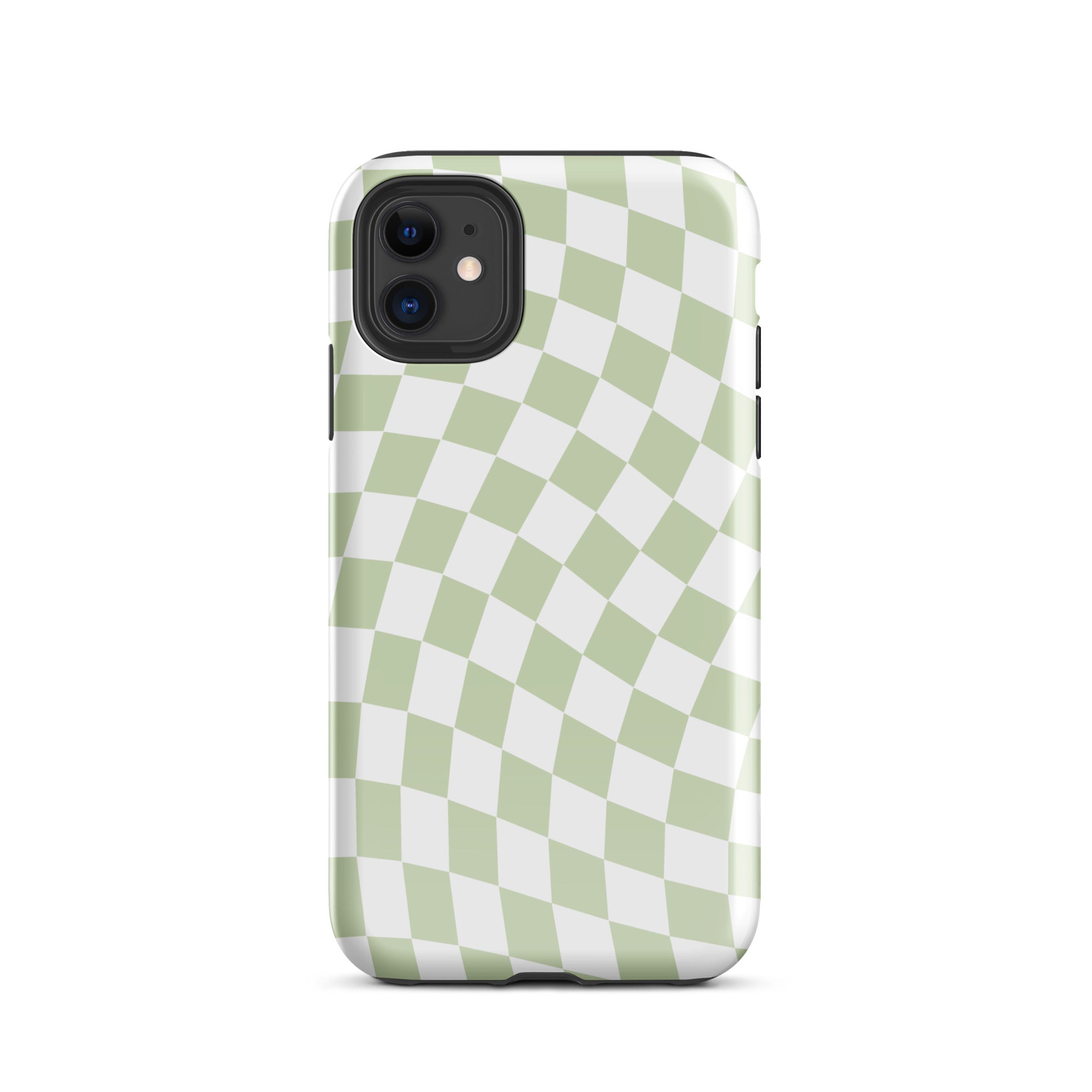 Light Green Wavy Checkered iPhone Case