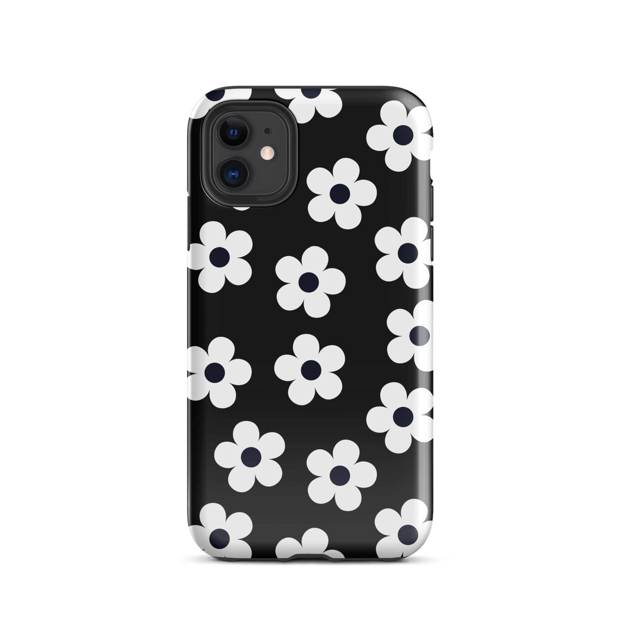 Black Retro Flowers iPhone Case