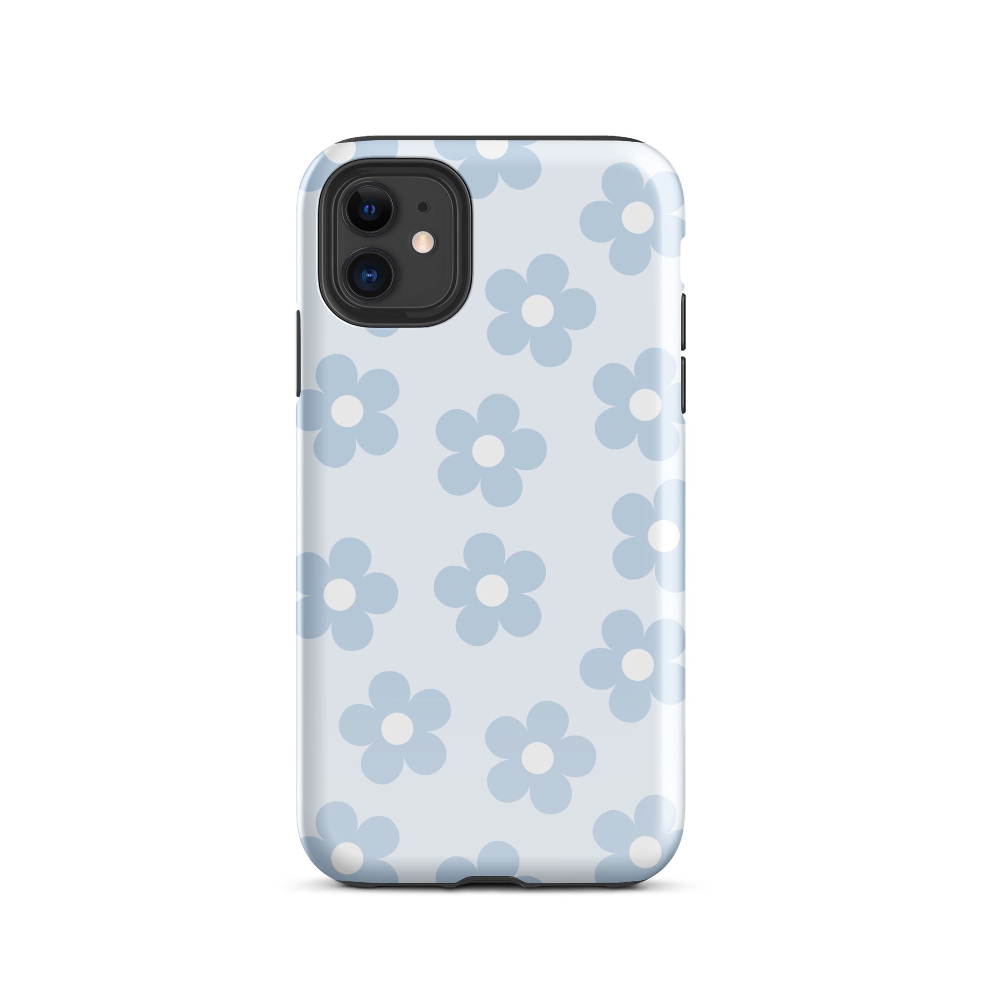 Light Blue Retro Flowers iPhone Case