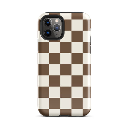 Brown Checkered iPhone Case iPhone 11 Pro Glossy