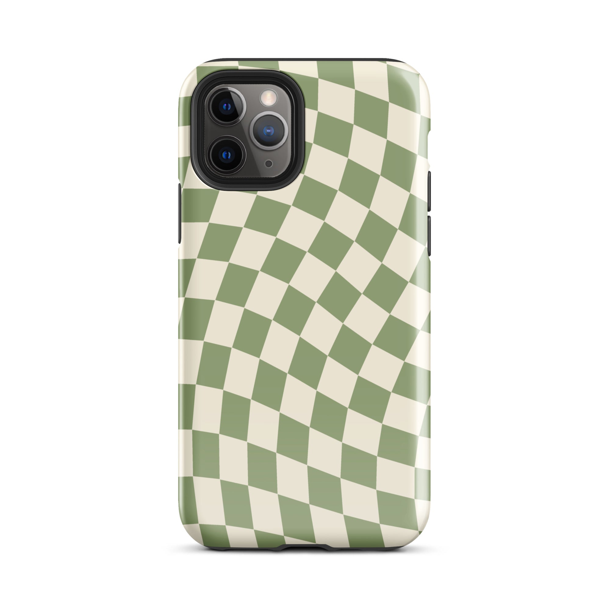 Green & Beige Wavy Checkered iPhone Case