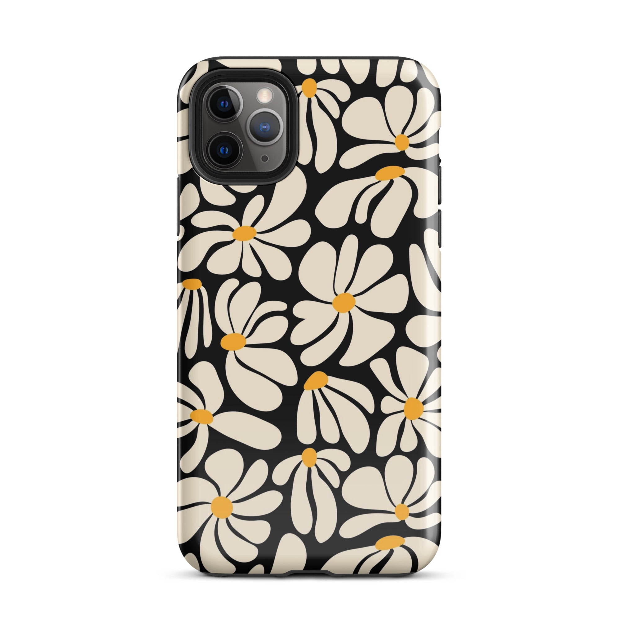 Black Retro Flowers iPhone Case iPhone 11 Pro Max Glossy