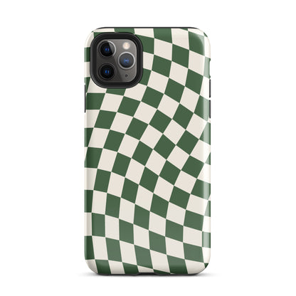 Green Wavy Checkered iPhone Case iPhone 11 Pro Max Glossy
