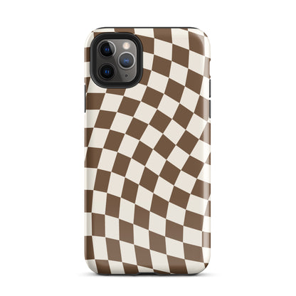 Brown Wavy Checkered iPhone Case iPhone 11 Pro Max Glossy