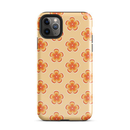 Orange Retro Flowers iPhone Case iPhone 11 Pro Max Glossy