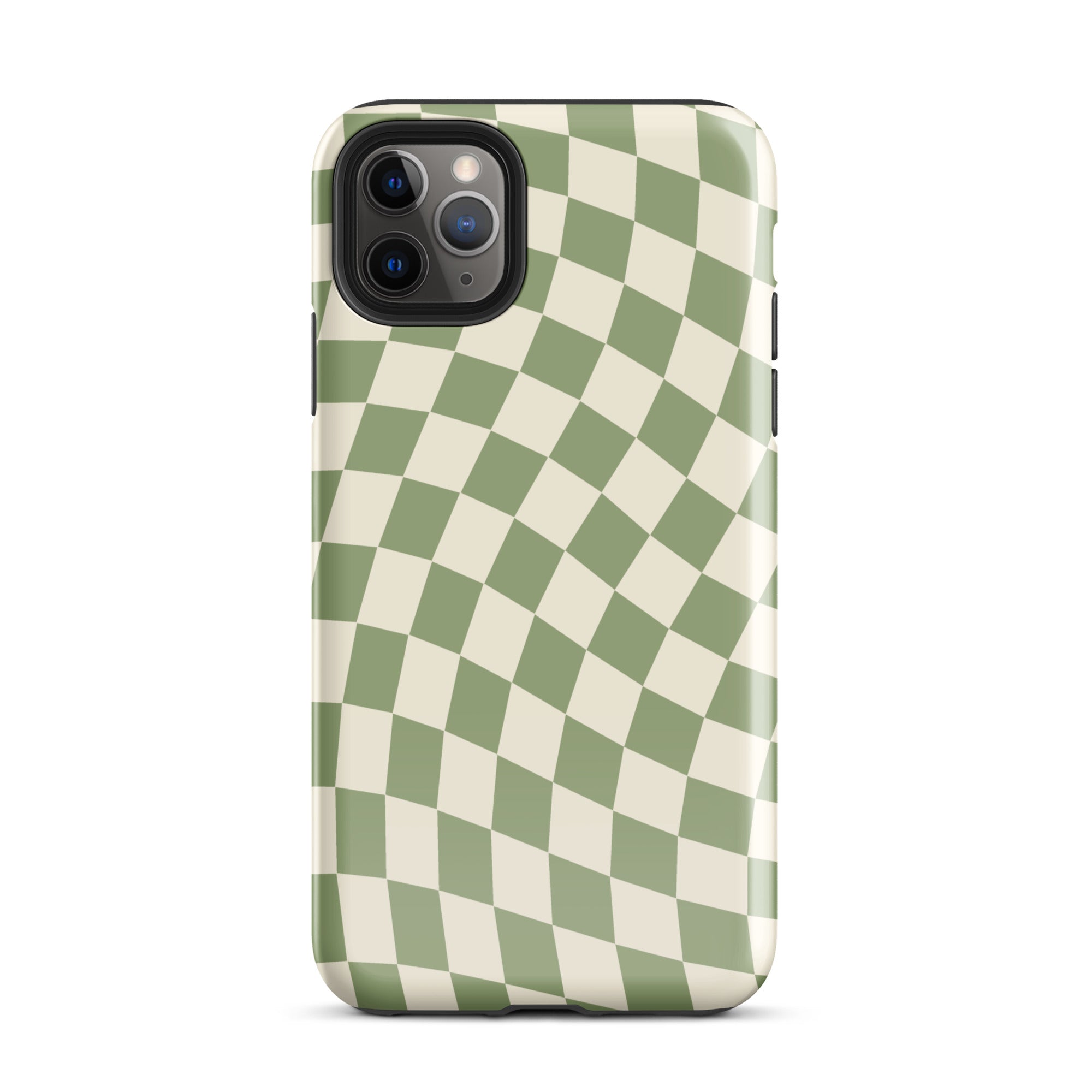 Green & Beige Wavy Checkered iPhone Case