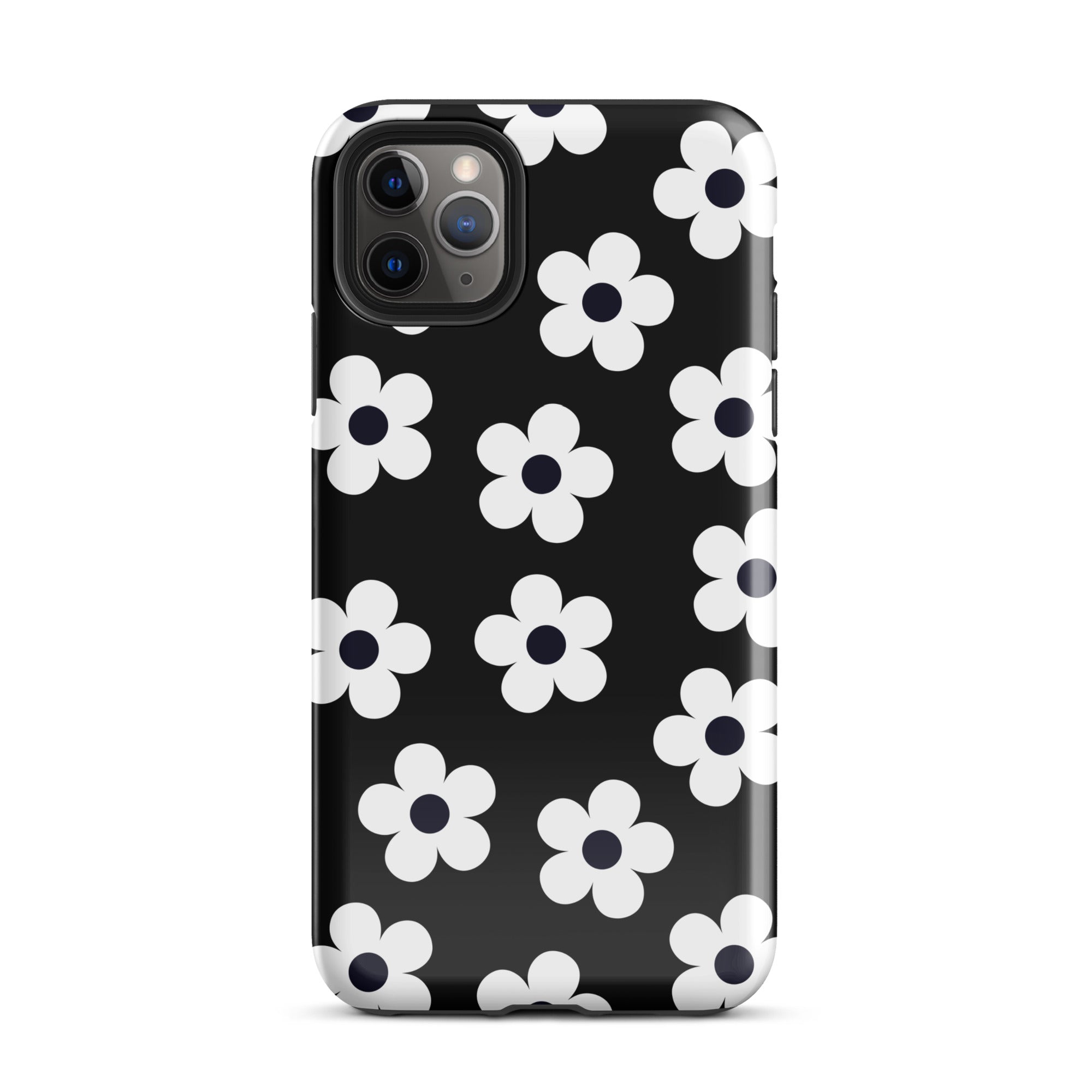 Black Retro Flowers iPhone Case