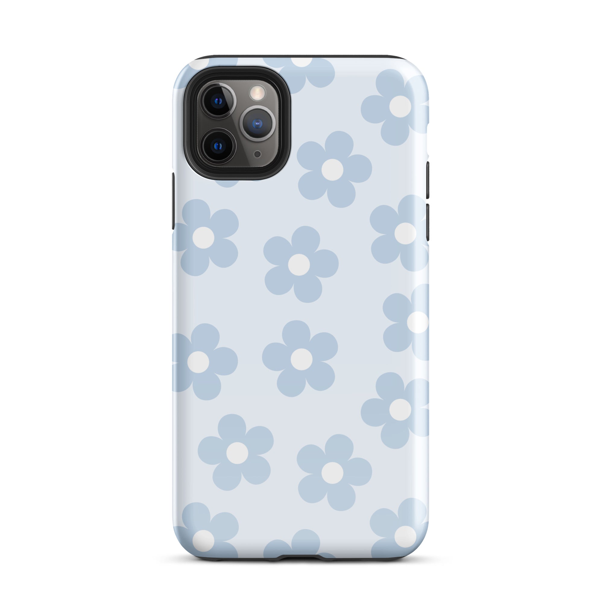 Light Blue Retro Flowers iPhone Case