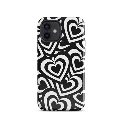 Black & White Hearts iPhone Case iPhone 12 Glossy