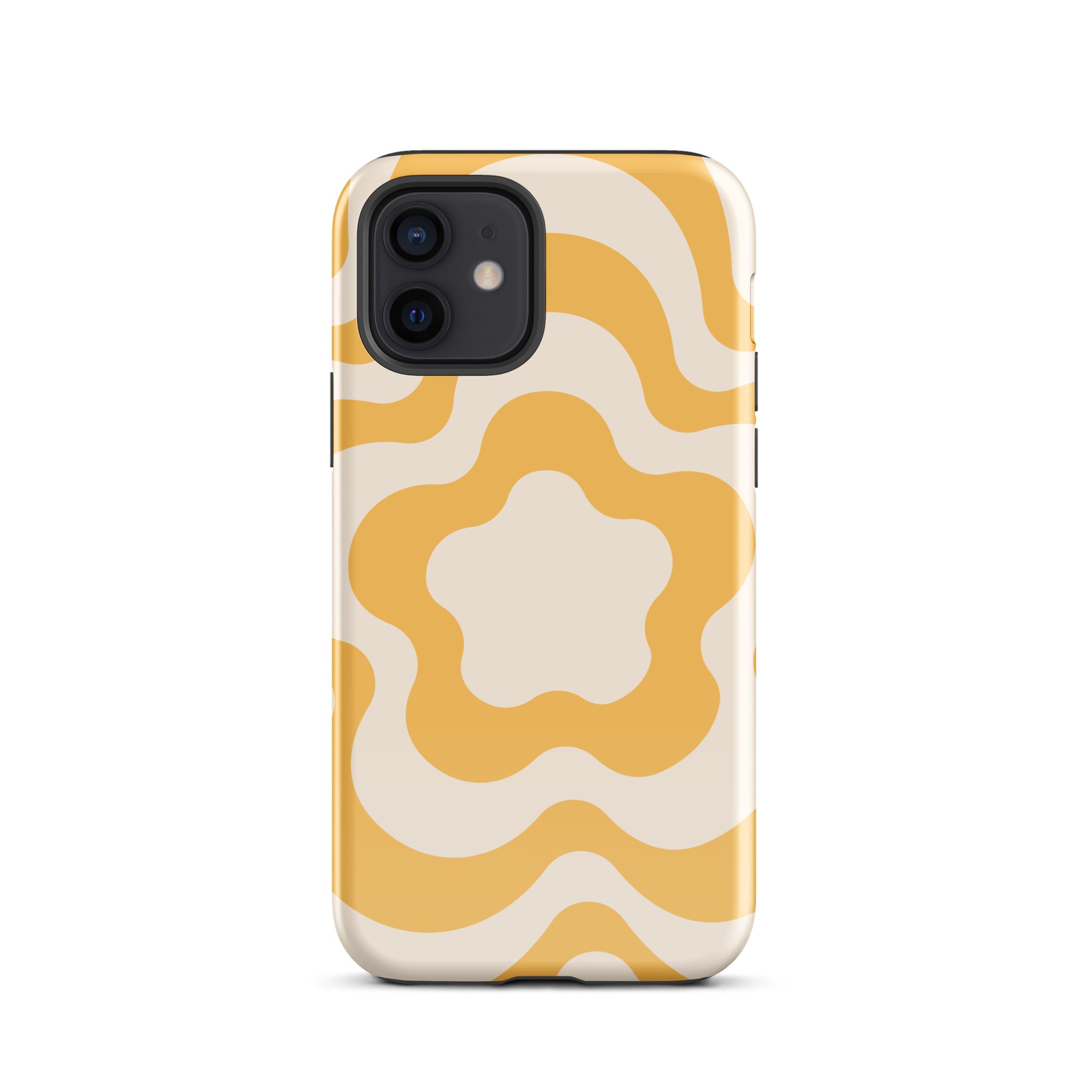 Yellow Retro Flowers iPhone Case iPhone 12 Glossy