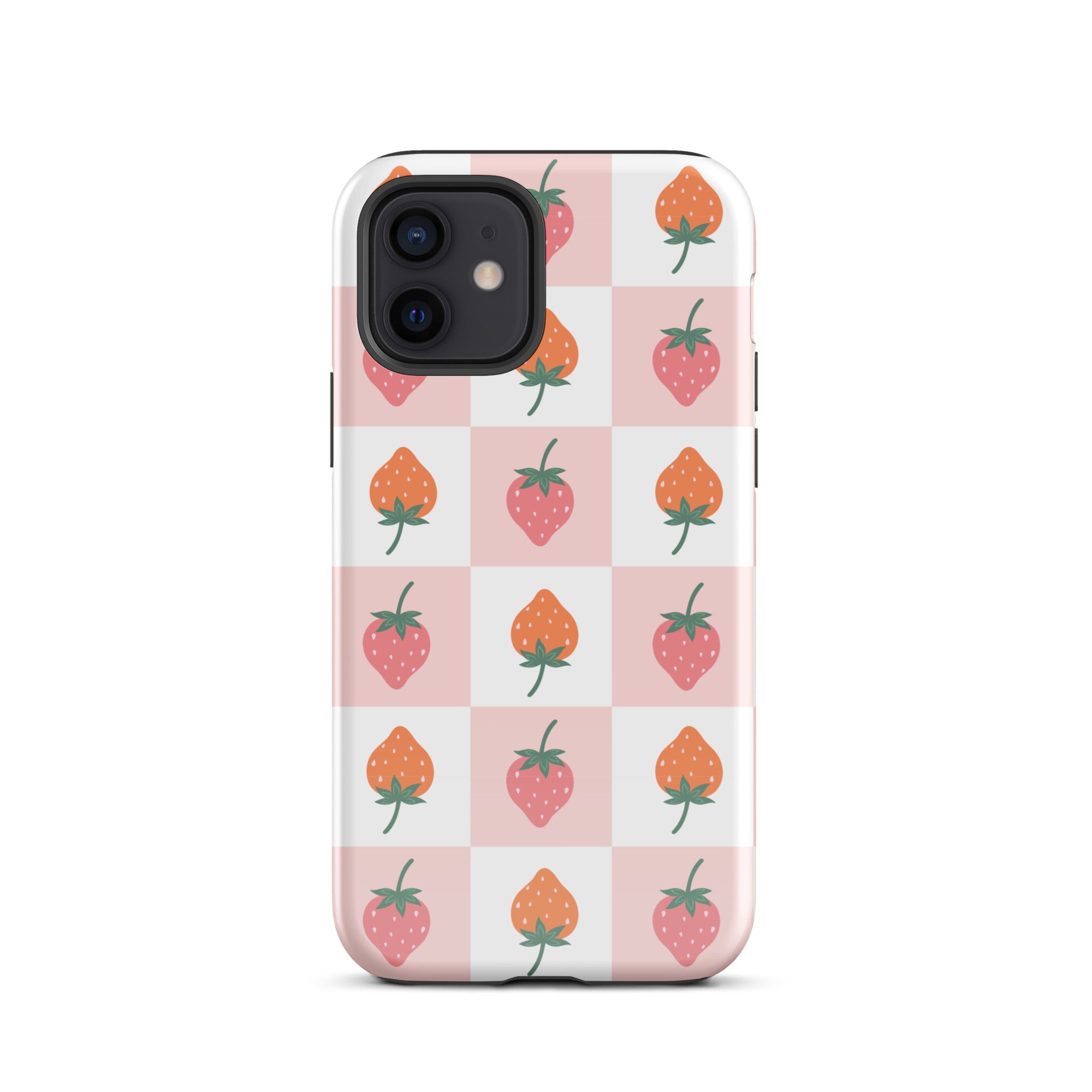 Strawberry Checkered iPhone Case iPhone 12 Glossy