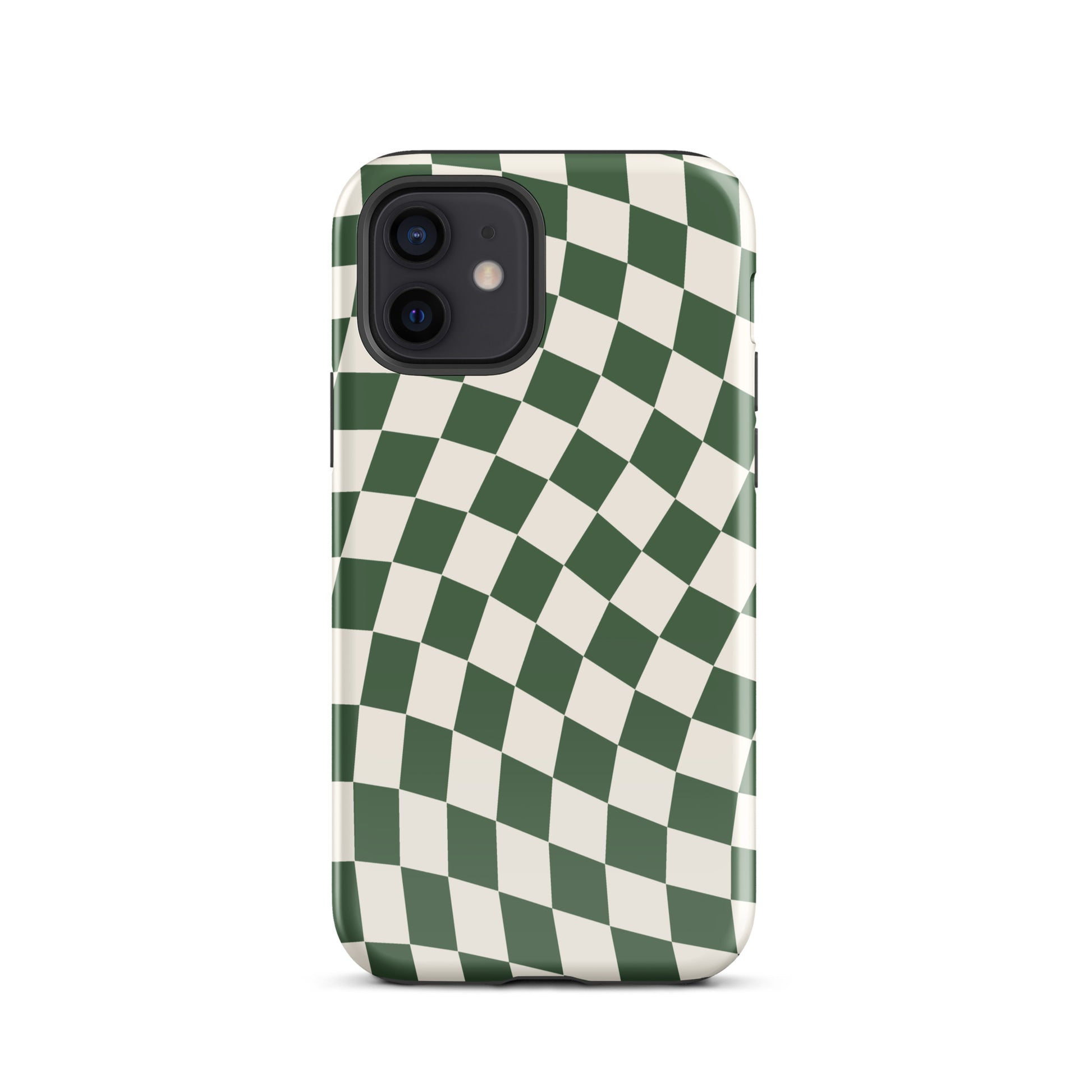 Green Wavy Checkered iPhone Case iPhone 12 Glossy
