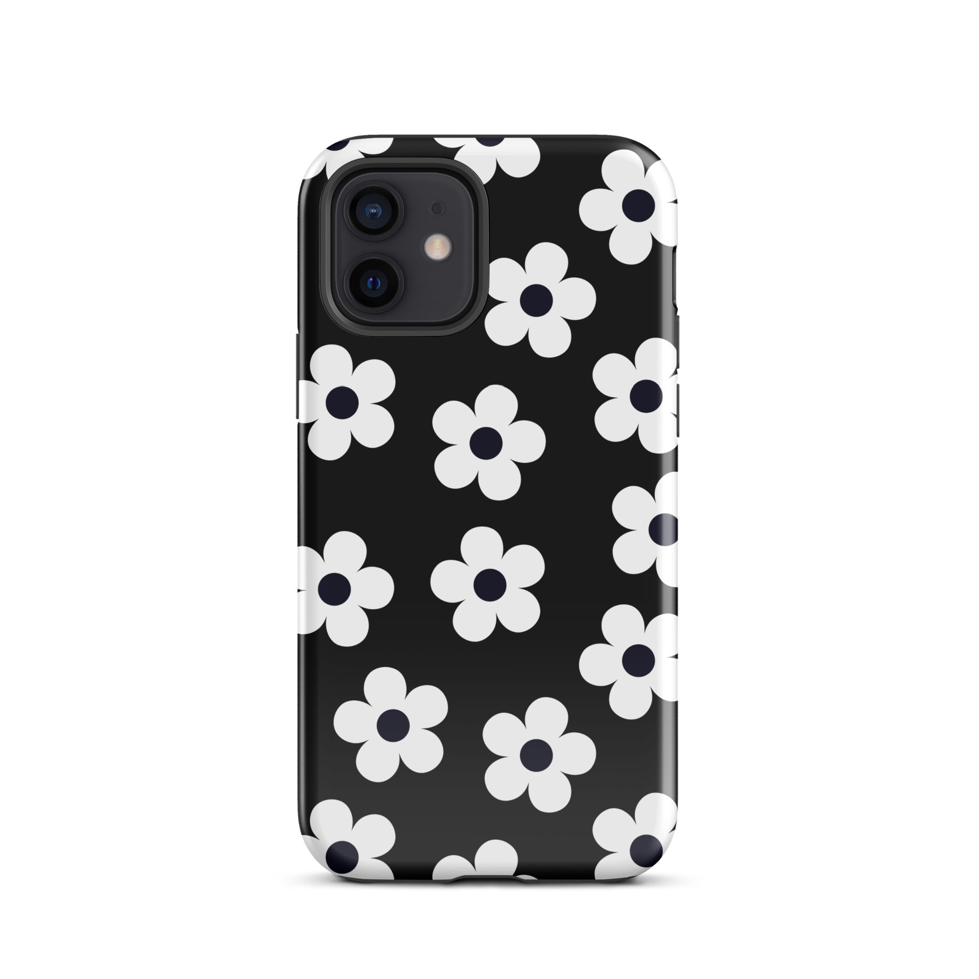 Black Retro Flowers iPhone Case