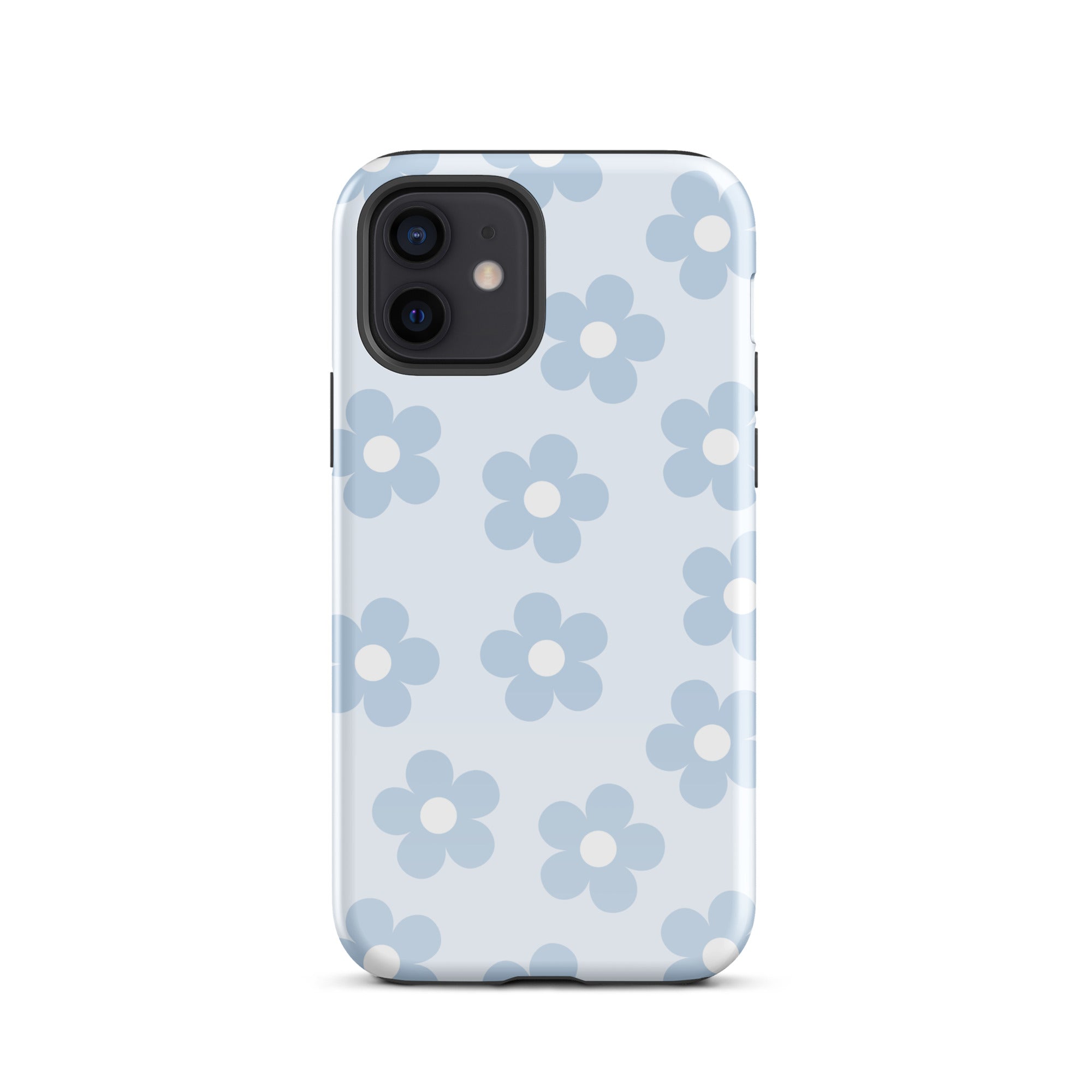 Light Blue Retro Flowers iPhone Case