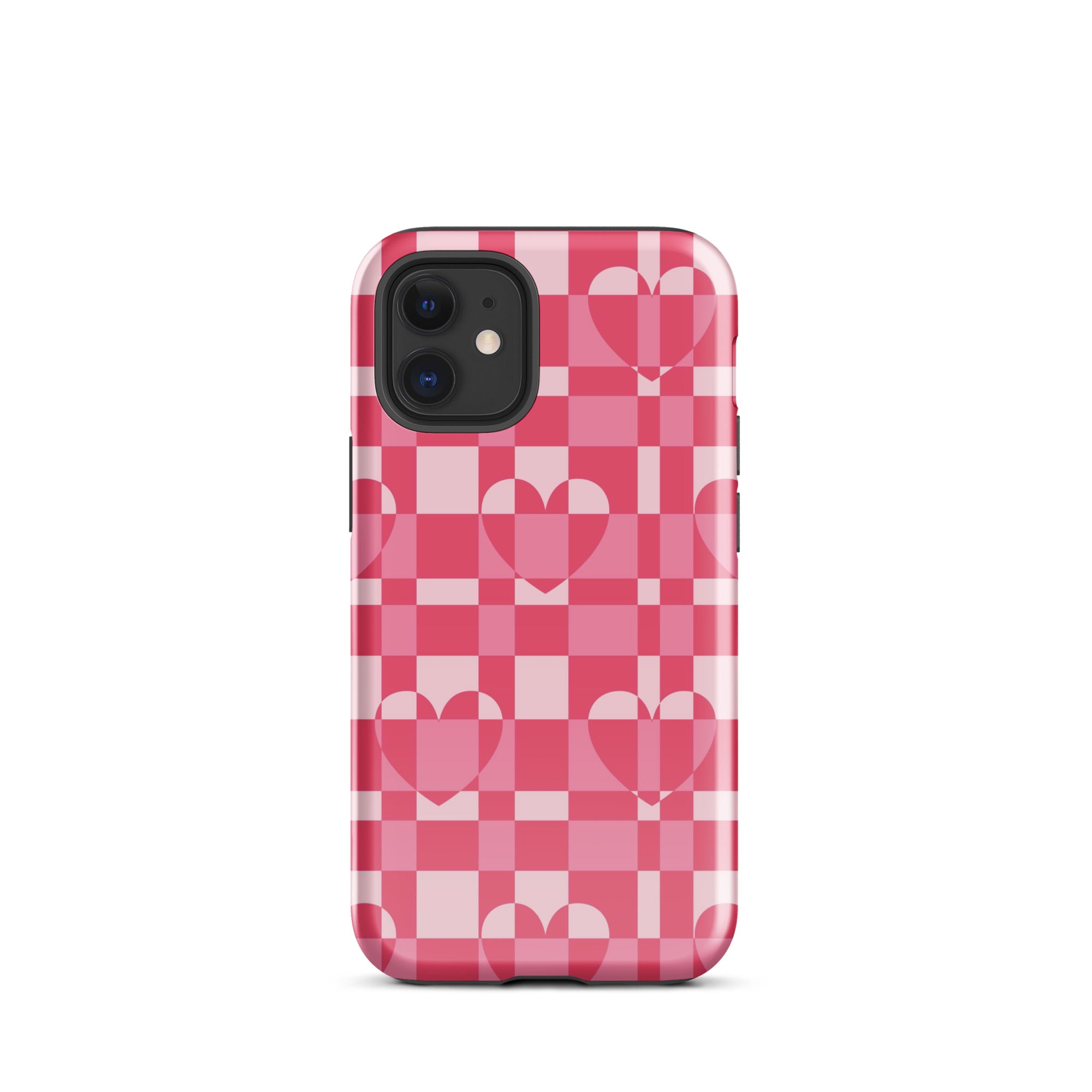 Hearts Checkered iPhone Case iPhone 12 mini Glossy
