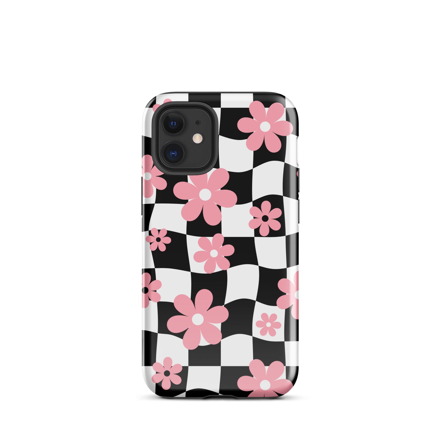 Floral Wavy Checkered iPhone Case iPhone 12 mini Glossy