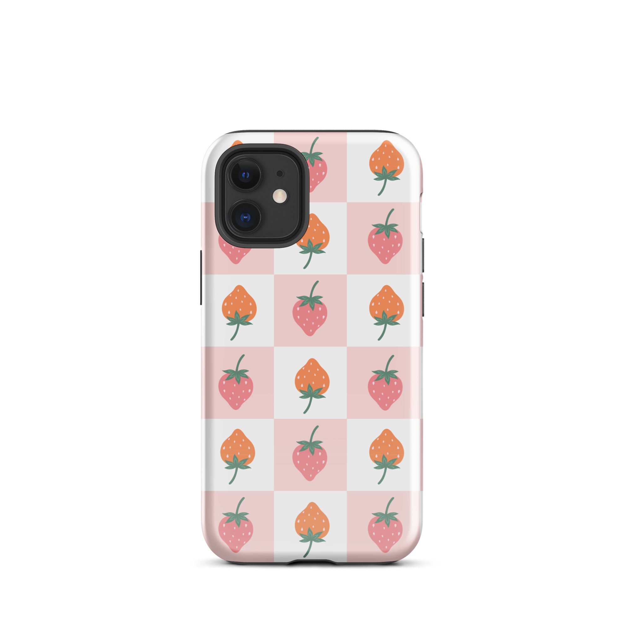 Strawberry Checkered iPhone Case iPhone 12 mini Glossy