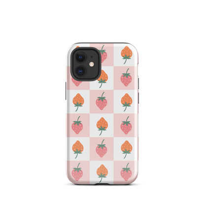 Strawberry Checkered iPhone Case iPhone 12 mini Glossy