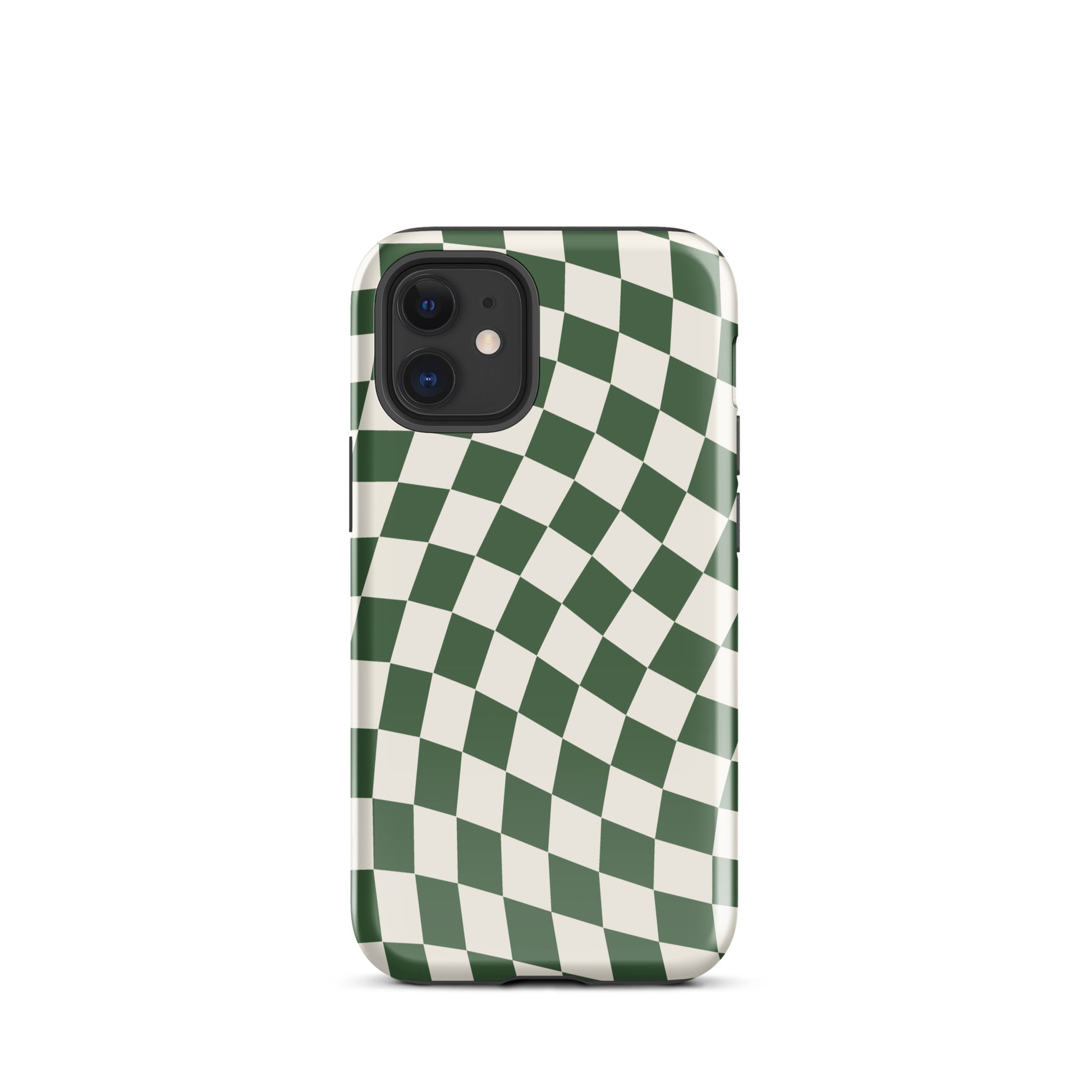 Green Wavy Checkered iPhone Case iPhone 12 mini Glossy