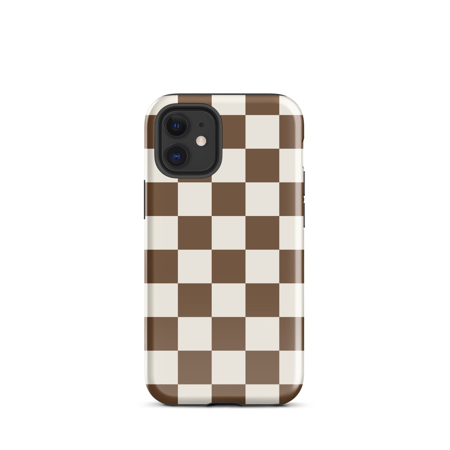 Brown Checkered iPhone Case iPhone 12 mini Glossy