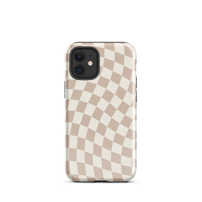Neutral Wavy Checkered iPhone Case iPhone 12 mini Glossy
