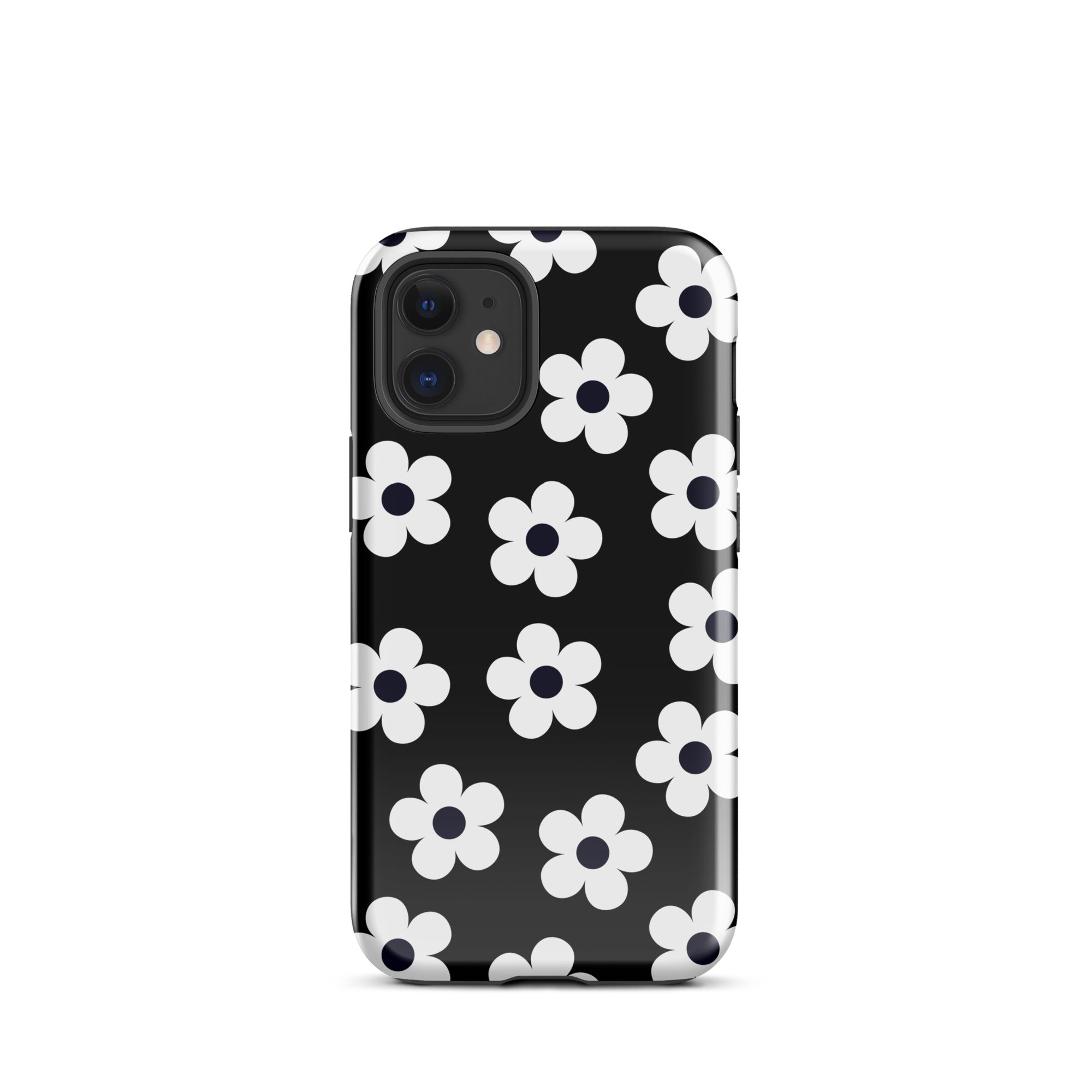 Black Retro Flowers iPhone Case