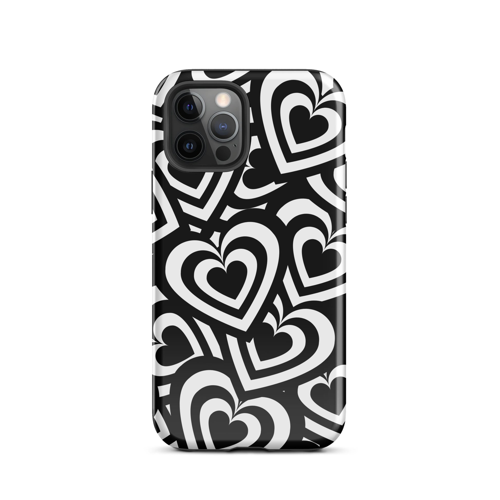 Black & White Hearts iPhone Case iPhone 12 Pro Glossy