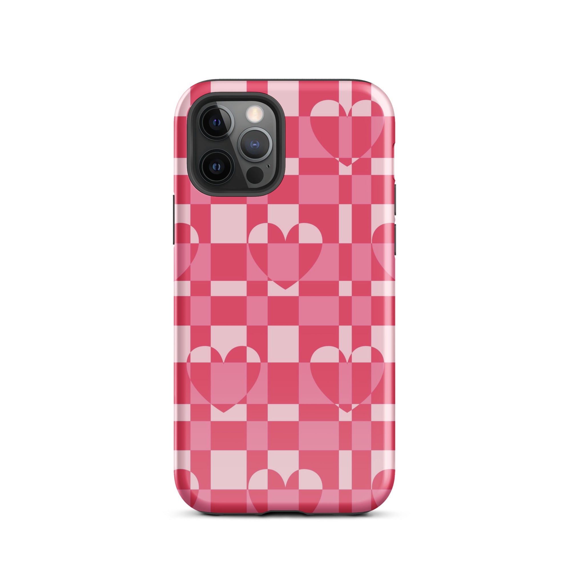 Hearts Checkered iPhone Case iPhone 12 Pro Glossy