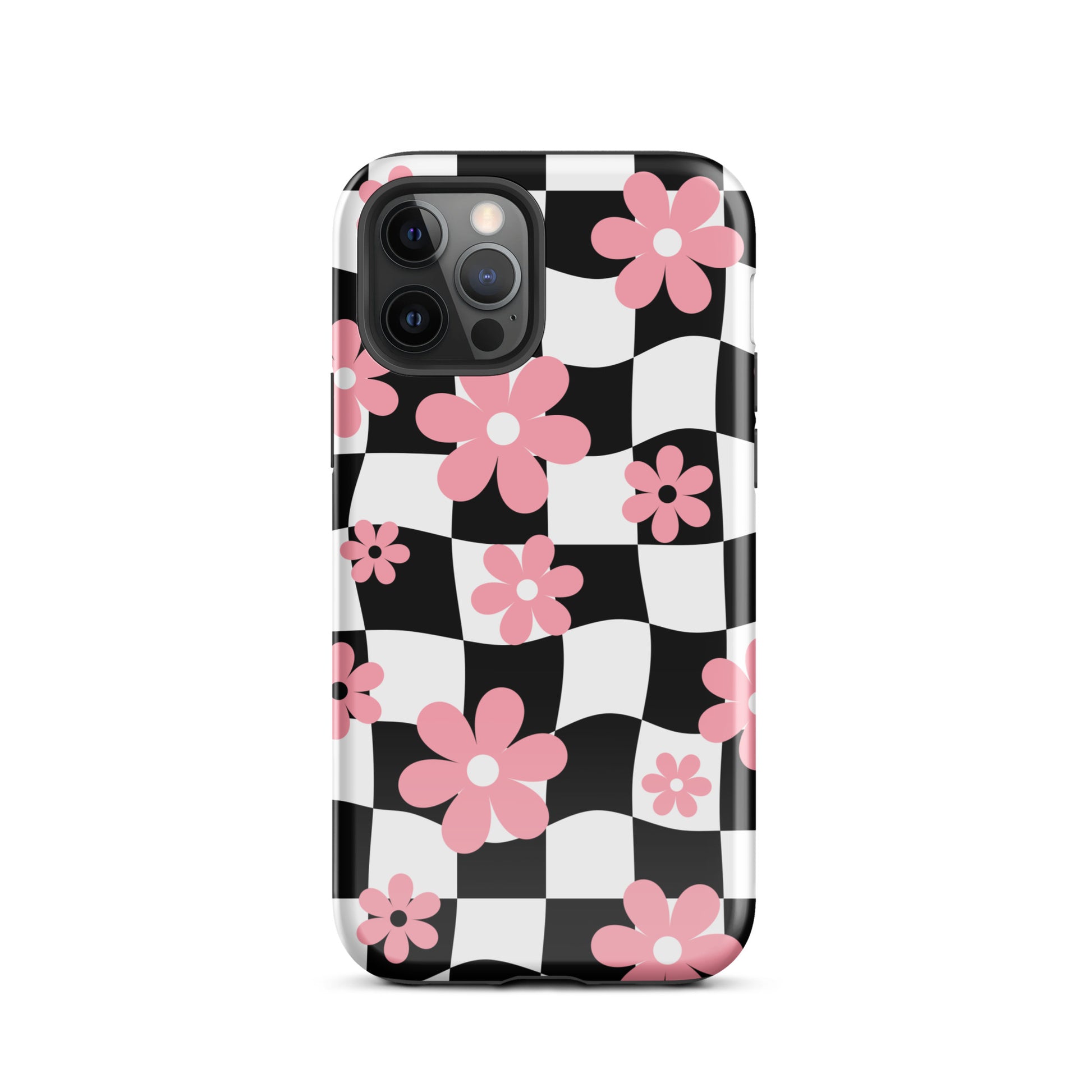 Floral Wavy Checkered iPhone Case iPhone 12 Pro Glossy