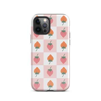 Strawberry Checkered iPhone Case iPhone 12 Pro Glossy