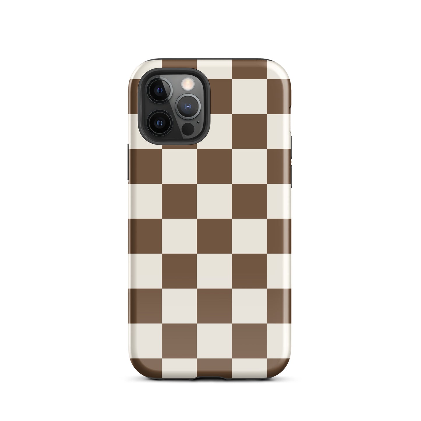 Brown Checkered iPhone Case iPhone 12 Pro Glossy