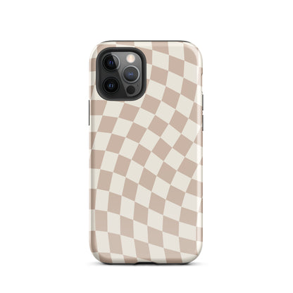 Neutral Wavy Checkered iPhone Case iPhone 12 Pro Glossy