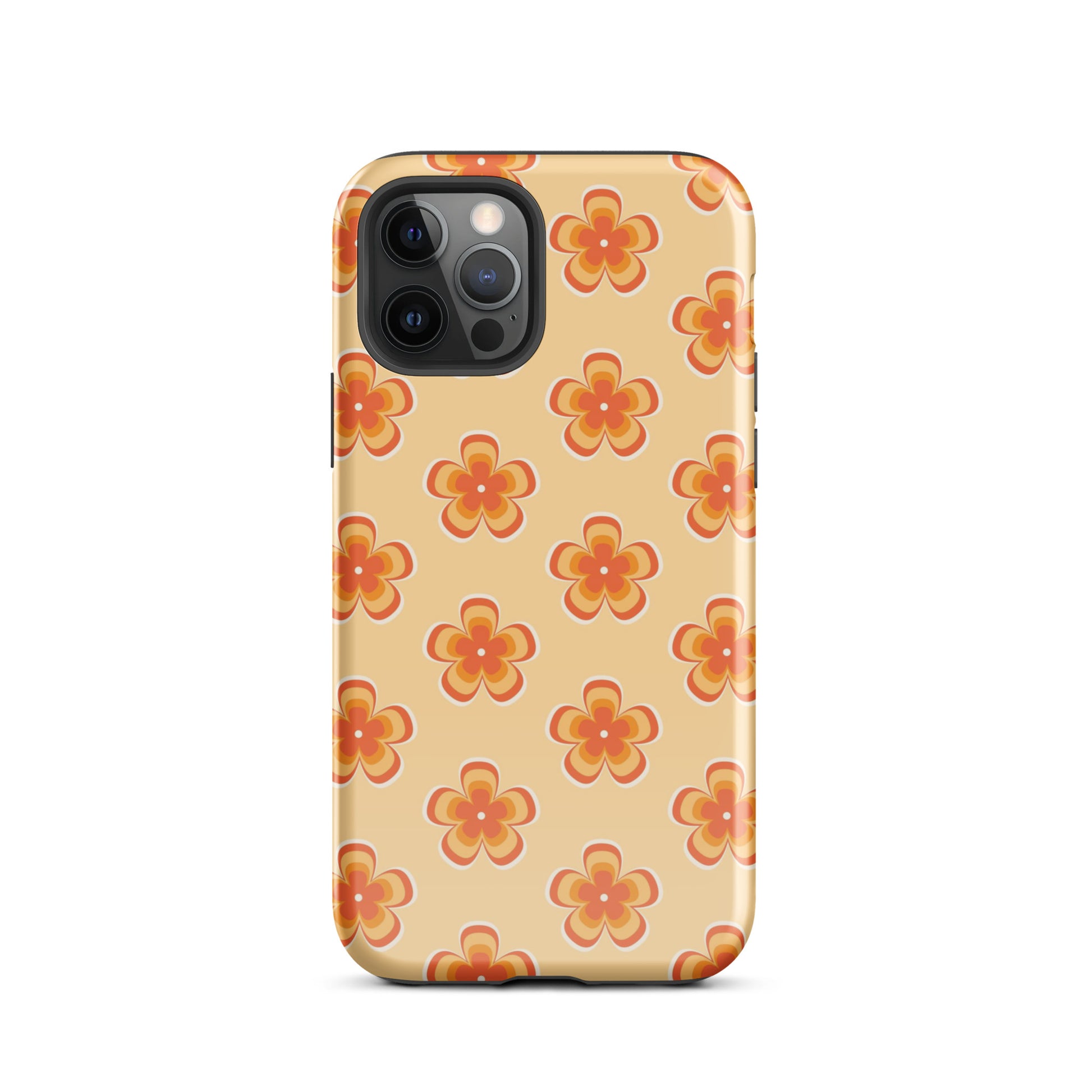 Orange Retro Flowers iPhone Case iPhone 12 Pro Glossy
