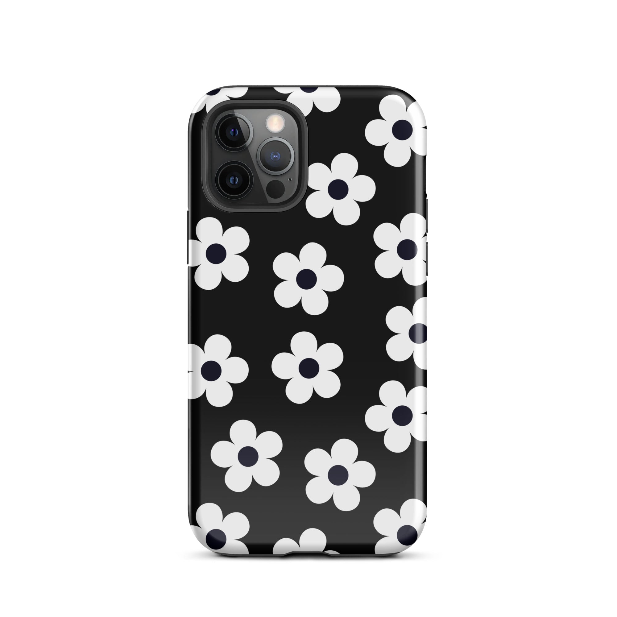 Black Retro Flowers iPhone Case