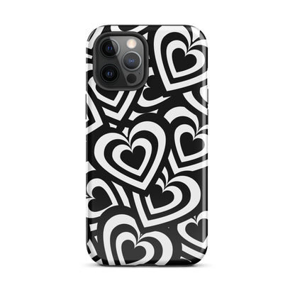 Black & White Hearts iPhone Case iPhone 12 Pro Max Glossy