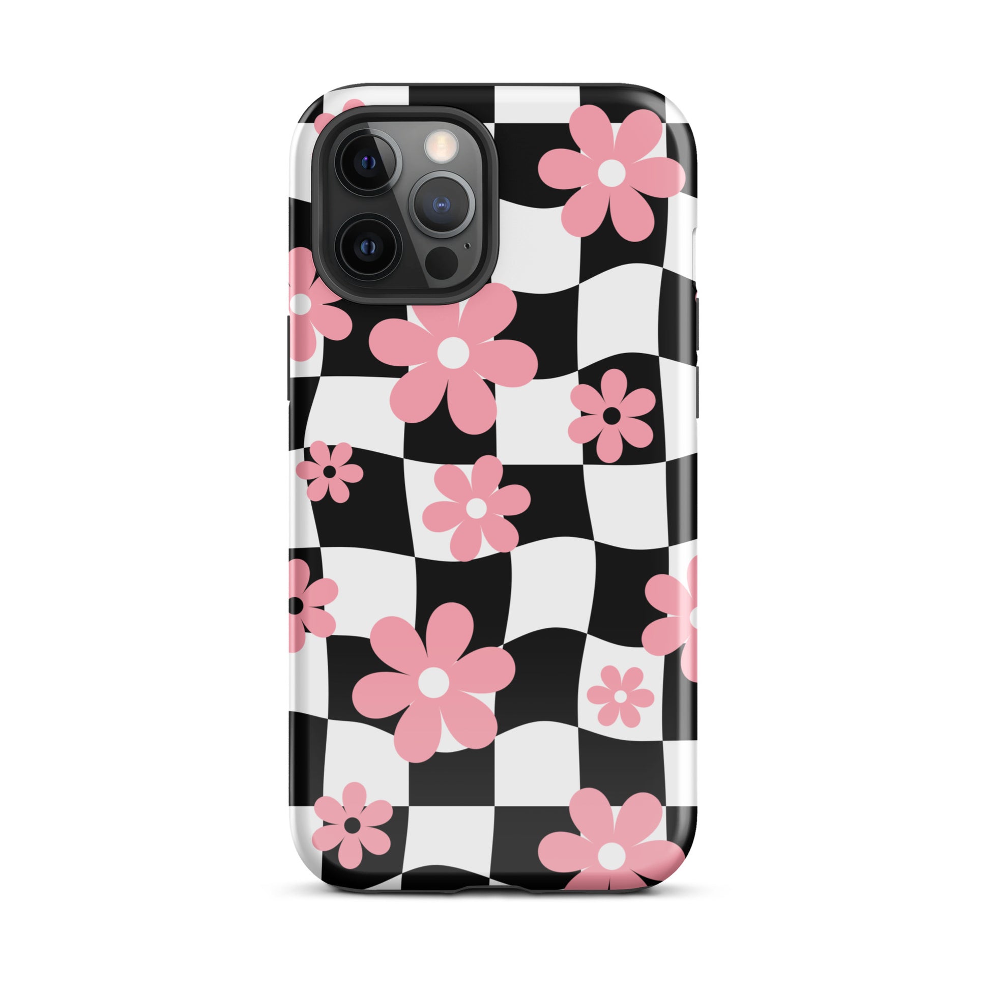 Floral Wavy Checkered iPhone Case iPhone 12 Pro Max Glossy