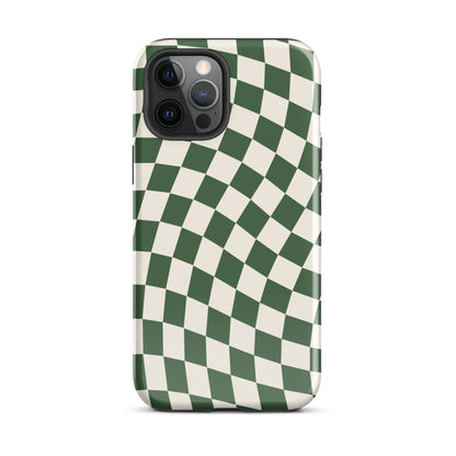 Green Wavy Checkered iPhone Case iPhone 12 Pro Max Glossy