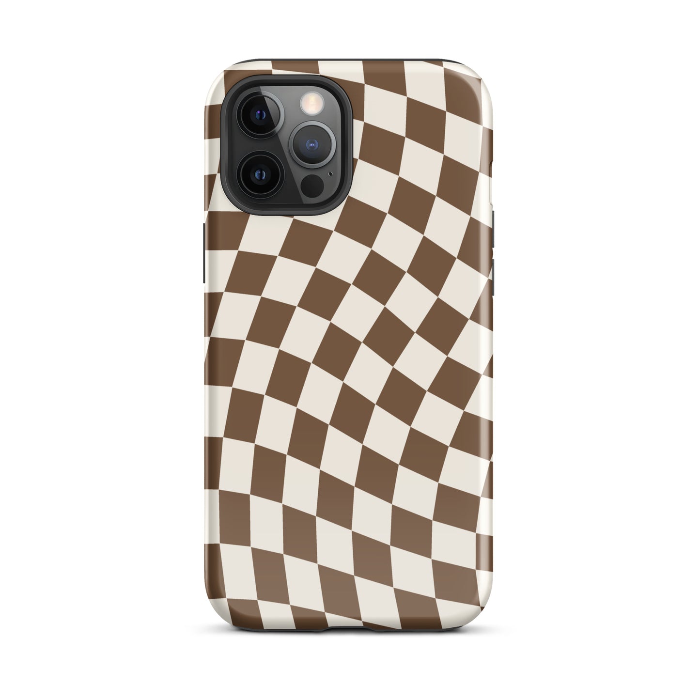 Brown Wavy Checkered iPhone Case iPhone 12 Pro Max Glossy