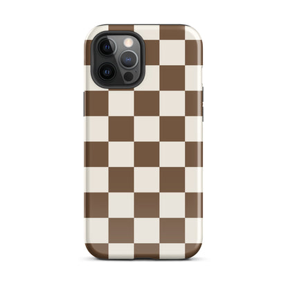 Brown Checkered iPhone Case iPhone 12 Pro Max Glossy