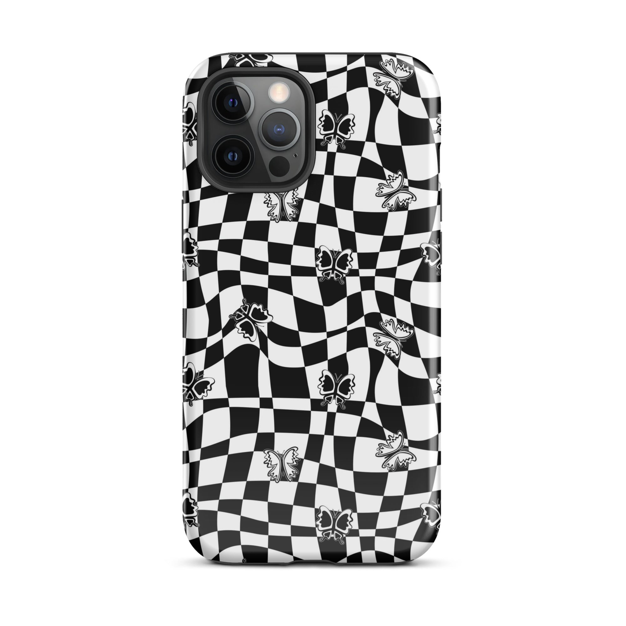 Butterfly Wavy Checkered iPhone Case iPhone 12 Pro Max Glossy