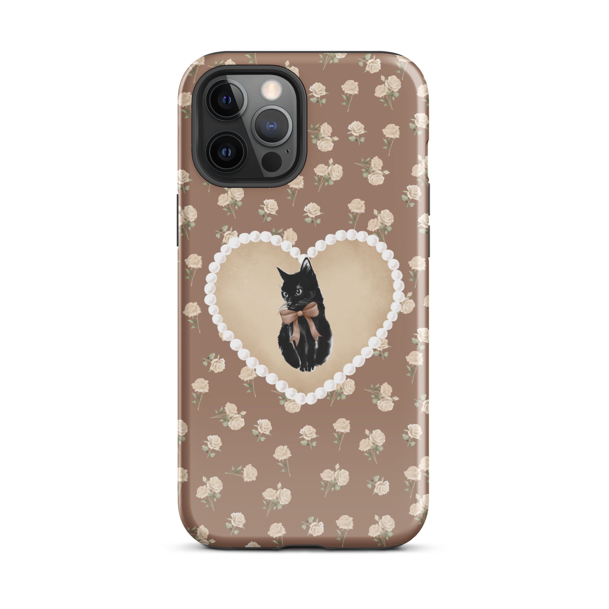 Brown Féline Roses iPhone Case