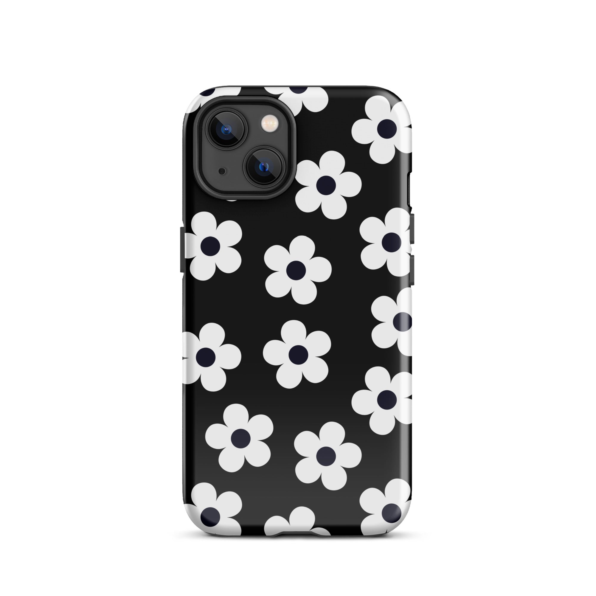 Black Retro Flowers iPhone Case