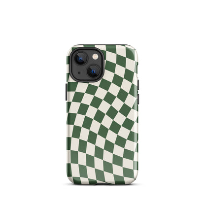 Green Wavy Checkered iPhone Case iPhone 13 mini Glossy