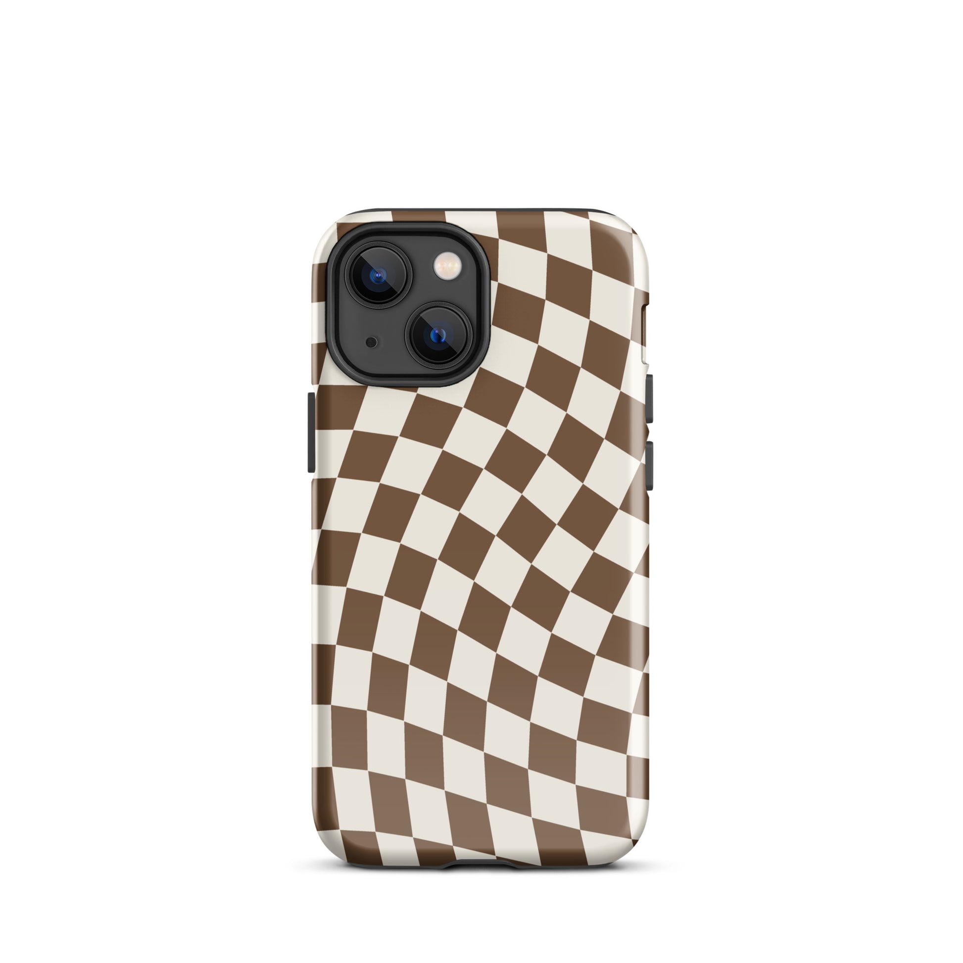 Brown Wavy Checkered iPhone Case iPhone 13 mini Glossy