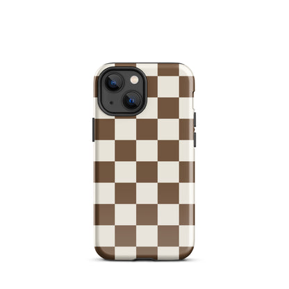 Brown Checkered iPhone Case iPhone 13 mini Glossy