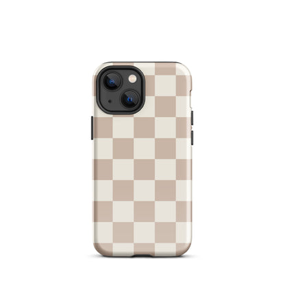 Neutral Checkered iPhone Case iPhone 13 mini Glossy